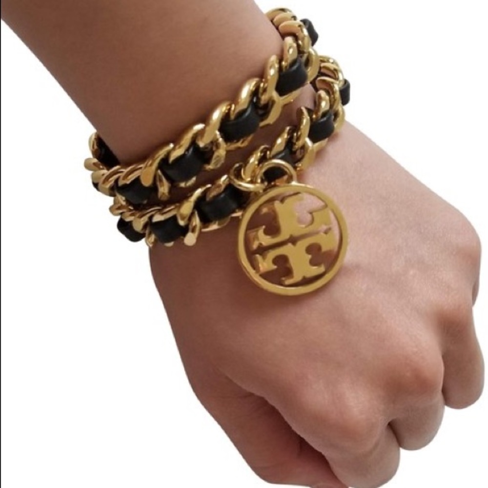 Tory Burch Metallic Chain Double Wrap Bracelet
